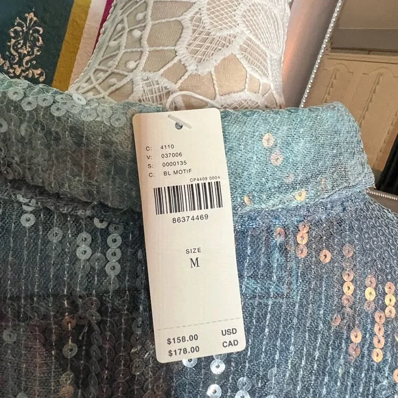 Pilcro Blue Sequin Top - Picture 5 of 5